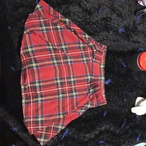 Red plaid skirt